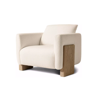 Canapé minimaliste pour salon, fauteuil individuel pour la maison avec pieds en chêne massif, chaise de villa, coussin moelleux et confortable