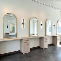 Meilleures Ventes : Miroir de Coiffure Simple Face avec Table Intégrée pour Salon de Coiffure