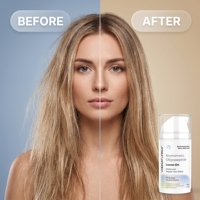Masque capillaire sans rinçage à l'oligopeptide biomimétique, marque privée, réparation moléculaire à l'huile d'argan pour cheveux abîmés par la chaleur