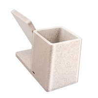 Chargeur sans fil 15W écologique en paille de blé et liège de bambou, support de bureau multifonctionnel pour stylos et téléphone pour le bureau