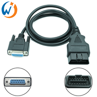Cable Conector de Diagnóstico para Auto, 16 Pines OBDII a DB15 Hembra, Conector DB15 OBDII