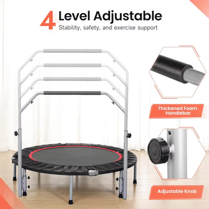 Adult Exercise Trampolin Zusammen klappbarer <span class=keywords><strong>Mini</strong></span> Trampolin Fitness Rebounder mit verstellbaren Schaumstoff griffen - Product Image 5