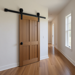 Kit de Herrajes para Puerta Corredera Tipo Granero en Forma de I, 10 Pies, Negro, Acabado Industrial de Acero al Carbono, Manual, para Interiores - Product Image 2