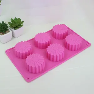 6 Khoang Thực Phẩm Lớp Bánh Khuôn Hoa Silicone Bánh Trung Thu Khuôn Pudding Jelly Handmade Xà Phòng Khuôn