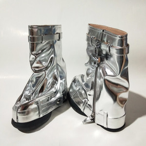 Nouvelles Bottes Plateformes Femme Automne 2025 à Bout Rond Mi-Mollet Argent Or à Semelle Épaisse pour Jambes de Pantalon - Product Image 5