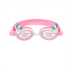 Lunettes de natation anti-buée pour enfants avec protection UV, lentille en PC, monture en plastique, design licorne pour enfants, protection maximale, couleur rose - Product Image 1