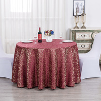 Nappe Ronde en Polyester Damassé Vintage à Motifs Floraux Bleu Marine pour Mariages, Banquets, Hôtels et Restaurants (Vente en Gros)