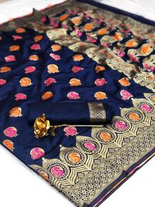 Banarasi Zijde Sarees Premium Kwaliteit Indiase Feestkleding Elegante Look Mooie Weven Lange Casual Beschikbare Groothandelsprijs - Product Image 3