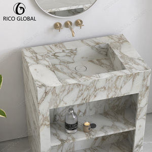 Lavabo de Pedestal de Piedra Natural Resistente al Agua para Baño de Hotel Moderno, Diseño Clásico de Madera Maciza para Suministro al por Mayor - Product Image 5