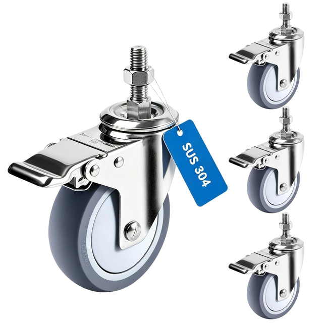 Stainless SteelHot Sale 3/4/5inch 90/120/135kg TPR Castor Caster Wheels 5 Inch 125mm,caster Wheel Rubber