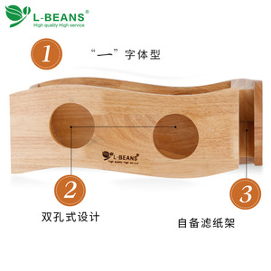 Soporte de madera para filtro de café de goteo con doble orificio L-Beans para preparar café - Product Image 5