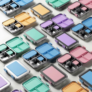 OEM Custom Print Flat 304 Stainless Steel Bento Box Leakproof Kids School Lunch Box with Leak-proof <b>Sauce</b> <b>Pot</b> - Product Image 1