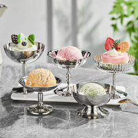 Gobelet à glace en acier inoxydable 304, luxe léger, pied haut, capacité de 70 à 225 ml, pour pudding, dessert, cocktail et smoothie