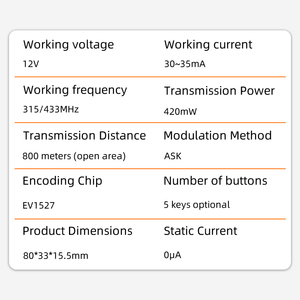 Bán Hot phổ TV điều khiển từ xa thay thế 12V 150m Khoảng cách điều khiển 4 nút nhà để xe từ xa cho xe - Product Image 4