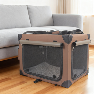 Caisse de voyage pour animaux de compagnie avec cadre en acier tissu lavable intérieur extérieur pliable doux facile à plier transporter confortable chien maison - Product Image 1
