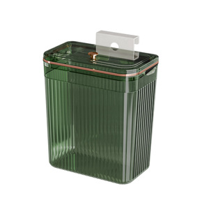 Transparent Wall Mounted Trash Can With Lid Swing Lid Type Kitchen Bathroom Storage Rectangular Green 7L - Product Image 4