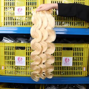 Extensions de cheveux russes distributeurs de tissage de cheveux alignés sur les cuticules paquets de cheveux blonds vague de corps droite brute 613 paquets - Product Image 2