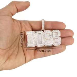 Pendentif pour homme en moissanite VVS de luxe, argent sterling 925, pendentif hip hop boss, haute brillance, collection de bijoux de mode en provenance d'Inde - Product Image 3