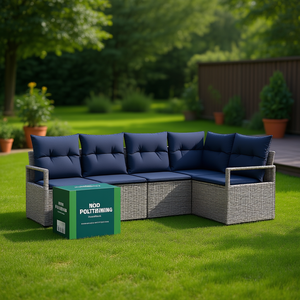 Ensemble de canapés de jardin en polyrotin synthétique gris avec coussins, 6 places, mobilier d'extérieur, style contemporain - Product Image 2