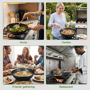 <span class=keywords><strong>Wok</strong></span> en fer pour une cuisson saine à faible teneur en huile, surface martelée antiadhésive, idéal pour les repas en famille et les rassemblements. - Product Image 6
