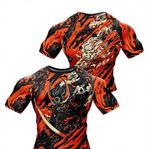 เสื้อรัดกล้ามเนื้อแขนสั้นสำหรับผู้ชาย พิมพ์ลายแบบ Sublimation ดีไซน์สำหรับกีฬา Grappling แห้งเร็ว เหมาะสำหรับ MMA BJJ ชุดต่อสู้สำหรับผู้ใหญ่ - Product Image 1