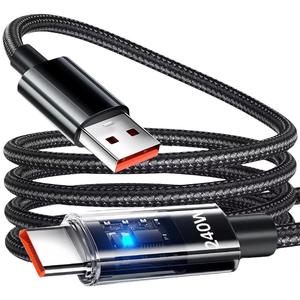 Câble de charge rapide USB3.0 Type C Super QC3.0 240W 6A / 5A, tressé en nylon, <span class=keywords><strong>avec</strong></span> transfert de données LED pour téléphone portable - Product Image 1
