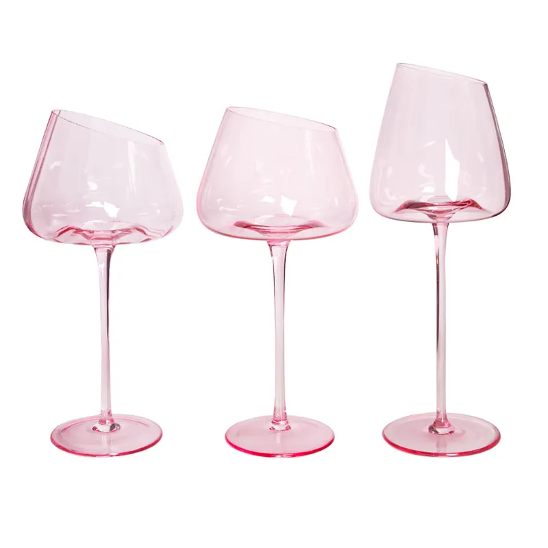 Vaso de vino de cristal sin plomo, diseño creativo, para boda, flamenco, Color rosa, de fábrica de cristalería China