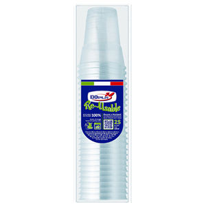 Juego de 25 Vasos Transparentes Tipo Diamante de 350 ml - Product Image 1