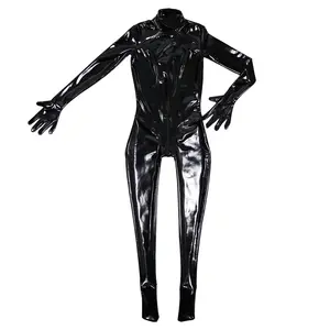 Wholesale Good Price Black Latex Bondage Catsuit Fetish Goth Costume For Women