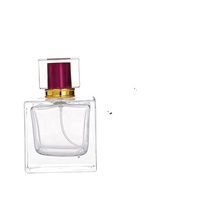 Flacon de parfum carré de luxe en verre à fond épais transparent 30ml 50ml 100ml avec couvercle noir et pulvérisateur à sertir, lot de 100 pièces