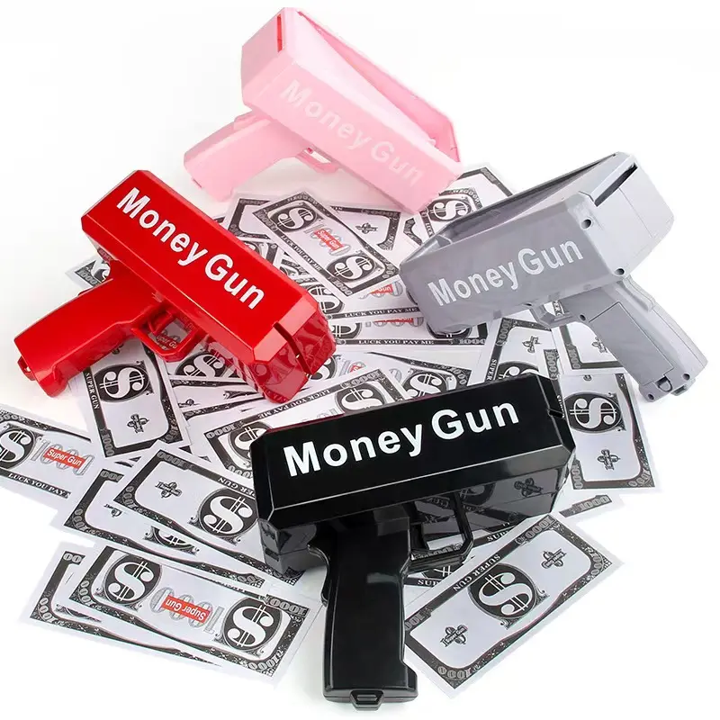 2024 Creative Money Spray Gun Custom Logo Cash Rain Toy Guns for Party Carnival Props Wedding Party Game Toy