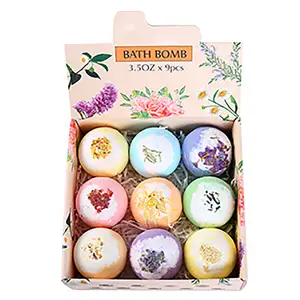 12 Stück Custom Ball Bombe De Bain Private Label Schaum bad Fizzies Geschenkset für getrocknete Blumen Bade bomben Bad zubehör