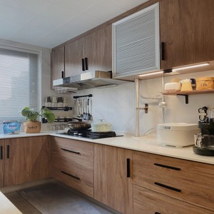 Cuisine intégrée LDK, <span class=keywords><strong>aménagement</strong></span> ouvert semi-ouvert, design en U ou en L, armoires sans poignées, plan de travail en dalle, panneau écologique ENF - Product Image 4