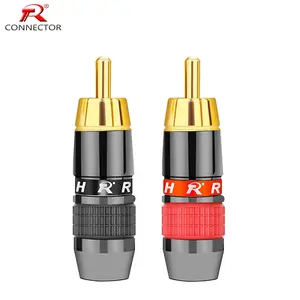 Altın kaplama HIFI ses RCA tel konektörü RCA erkek tak adaptörü Video/ses konektörü desteği 8mm kablo siyah ve kırmızı