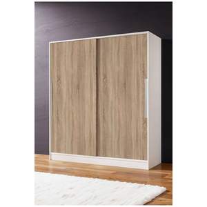 Armario de Madera Moderno Zambak con Acabado Blanco Sonoma, Puerta Corredera, 11 Estantes y 2 Cajones, Armario Plegable para Uso Doméstico - Product Image 1