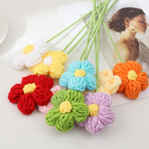 Bunga Rajutan Tangan Wol Ukuran Tunggal Ramah Lingkungan Multi Head Puff Hadiah Qixi Hari Ibu Hari Guru Penggunaan Dalam/Luar Ruangan - Product Image 3
