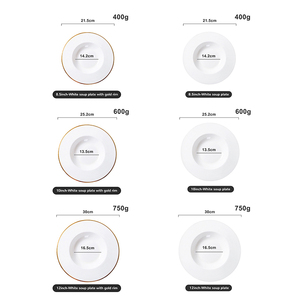 <span class=keywords><strong>Platos</strong></span> Hondos de Porcelana China <span class=keywords><strong>para</strong></span> <span class=keywords><strong>Pasta</strong></span>, con Borde Dorado, Color Blanco, <span class=keywords><strong>Platos</strong></span> Hondos Redondos de Cerámica con Borde Ancho <span class=keywords><strong>para</strong></span> Restaurante - Product Image 2