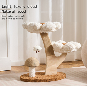 Structure d'escalade écologique avec planche à sauter et lit à gratter, housse en lin amovible et lavable, design moderne et luxueux - Product Image 3