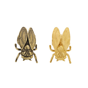 Poignées de meuble en laiton massif motif cigale, poignées de <span class=keywords><strong>porte</strong></span> de chambre, crochets décoratifs muraux pour salon et bureau, leviers silhouettes d'insectes - Product Image 5