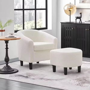 Luxurious Velvet Padded Living Room <strong>Armchair</strong> with Matching <strong>Stool</strong> for Hotel Lobby Lounge <strong>and</strong> Modern Home Bedroom - Product Image 1
