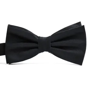 Vintage siyah Polyester yay bağları aksesuarları ayarlanabilir ön bağlı papyon özel erkekler düğün için