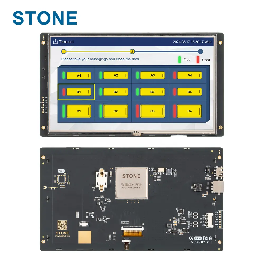 Schermo LCD TFT da 10.1 "STONE-HMI per Monitor per auto Display a led digitale Touch Screen con can bus