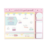 Organisateur de bureau hebdomadaire espagnol pastel mignon avec notes autocollantes et autocollants décoratifs pour le bureau et l'étude