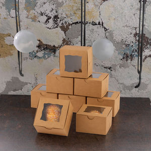 Cajas de Regalo de Papel Kraft Reciclable de 4x4x2.5 Pulgadas, Blancas, para Galletas, Pasteles, con Ventana Transparente, para Pan, Pastel, Sushi, Macaron, con Relieve Mate - Product Image 3