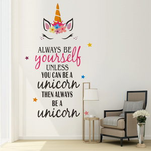 Autocollants muraux <span class=keywords><strong>licorne</strong></span> originaux, adhésif de mur, pour chambres d'enfants, salon, décoratifs, verts, papier peint décoratif - Product Image 4
