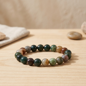 Pulsera de Cuentas de Cristal de Ágata, Estilo Clásico para Hombre, Multicolor, Forma de Bola Redonda, Joyería Curativa - Product Image 3