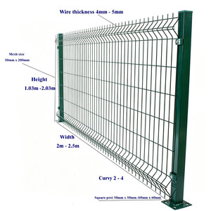 Panneaux de clôture de jardin en treillis <span class=keywords><strong>soudé</strong></span> incurvé 3D en acier revêtu de PVC écologique pour usage extérieur de villa, <span class=keywords><strong>hauteur</strong></span> <span class=keywords><strong>2m</strong></span> - Product Image 5