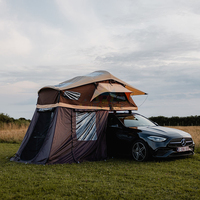 Carpa de techo de coche de carcasa dura impermeable al aire libre, tienda de techo SUV para 4 personas 4x4, carpa de techo de coche para acampar con anexo