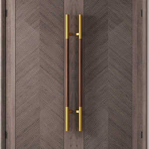 Poignée de <span class=keywords><strong>porte</strong></span> principale robuste pour villa, poignée en bois et verre pour intérieur, grande poignée de traction en acier inoxydable pour salle de réunion d'hôtel - Product Image 1