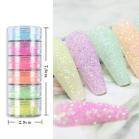 6jar/set Nail Art Glitter Poudre 5 Styles Ongles Décoration Nail Poudre